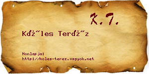 Köles Teréz névjegykártya